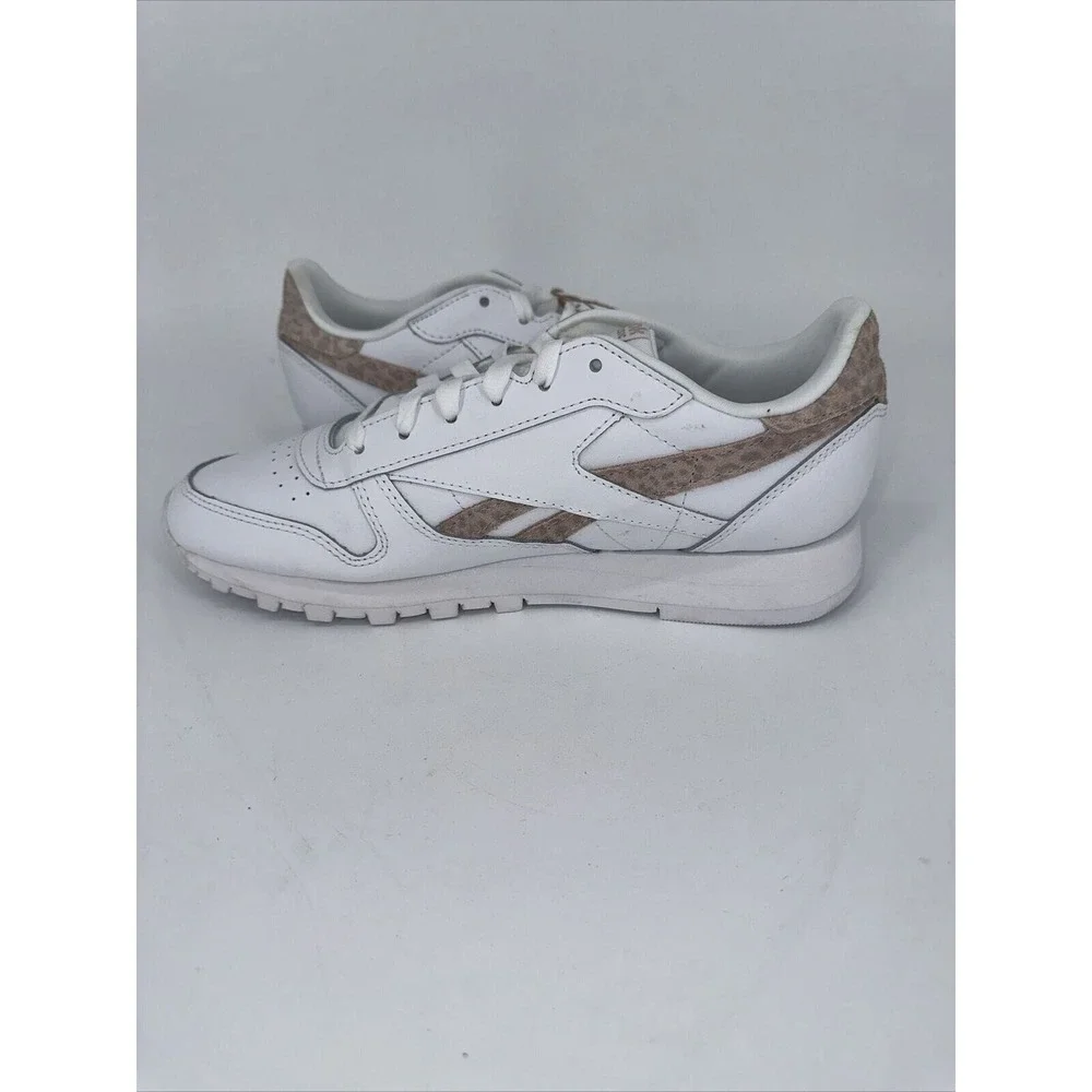 Reebok Classic Leather Womens White Cheetah Print Sneakers GY7173 Size‎ 9 NEW